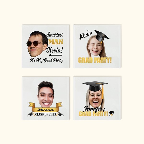 Personalisierter Tattoo-Aufkleber Bierflasche-Kühlmanschette mit Porträt und Namen Party Abschlussfeier Graduierung Geschenk für Absolventen