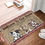 Personalised Welcome To Our Home We're Friendly Licking Dancing And Welcoming You Door Mat Home Decoration Birthday Christmas Gift for Pet Owner