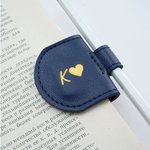 Personalised Foil Engraved Name Magnetic Leather Bookmark Clip with Pen Holder School Office Supplies Birthday Reading Gift for Book Lovers