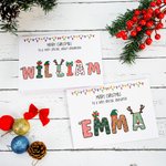 Personalized Merry Christmas Doodle Alphabet Greeting Card with Title and Name Christmas Party Gift for Family Members