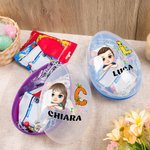 Uovo di Pasqua grande riempibile personalizzato con nome iniziale a tema coniglietto e personaggio regalo di Pasqua per bambini