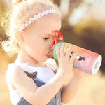 Gepersonaliseerde Fantasie Cartoon Character Name 12oz Kid geïsoleerde waterfles met handvat en rietje Verjaardagscadeau voor jongens meisjes