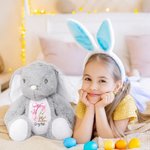 Personalisiertes Rosa Schleifen-Initiale Niedliches Osterhase Plüschtier mit Namen Spielzeug Ostern Geburtstag Geschenk für Kinder