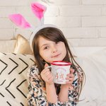 Personalizado lindo conejito floral inicial 12oz esmalte taza con nombre feliz Pascua cumpleaños regalo para niños niñas
