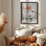 Personalizada Lectura Periódico Perro Gato Foto Lienzo Póster Enmarcado Pintura sin marco Decoración de Pared Cumpleaños Memorial Regalo para los dueños de mascotas
