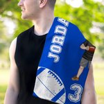 Personalized Basketball Football Cartoon Soft Quick Dry Waffle Towel with Name and Hanging Clip Sports Accessories Birthday Gift for Sports Lovers