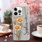 Personalisierte Vintage Geburt Blume Slim Phone Case für iPhone mit Namen elektronisches Zubehör Geburtstag Geschenk für Frauen