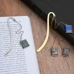 Personalisierte Miniatur 1-3 Buchdeckel Charms Retro Edelstahl Haken Lesezeichen Accessoire Geburtstag Geschenk für Buchliebhaber Bücherwurm
