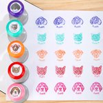 Personalized Cat Dog Pet Face Portrait Colorful Self-Inking Stamp with Name Birthday Pet Memorial Sympathy Gift for Pet Owner Lovers