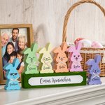 Personalisiertes Niedliches Cooles Lächelndes Gesicht Holz Kaninchen Beflockter Block Set Bunte Haus Deko Ostern Geburtstag Geschenk für Mama Oma