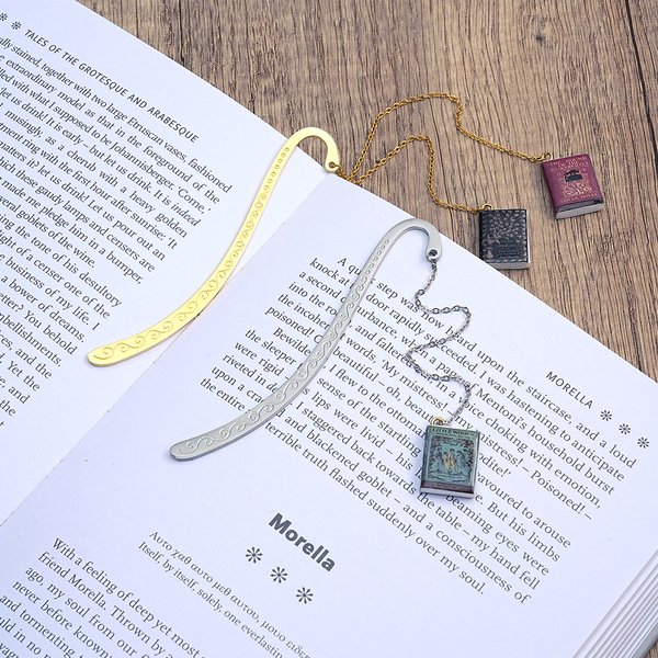 Personalizzato in miniatura 1-3 libro copertina Charms Retro in acciaio inox gancio segnalibro lettura accessorio regalo di compleanno per l'amante del libro Bookworm