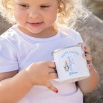 Personalizado lindo conejito floral inicial 12oz esmalte taza con nombre feliz Pascua cumpleaños regalo para niños niñas