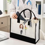 Personalizada Nacimiento Flor Lazo Médico Caricatura Personaje Nombre Grande Bolsa de Lona Cumpleaños Enfermera Semana Regalo para Personal Médico