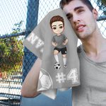 Personalized Basketball Football Cartoon Soft Quick Dry Waffle Towel with Name and Hanging Clip Sports Accessories Birthday Gift for Sports Lovers
