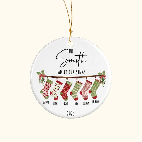 Personalised Family Christmas Ceramic Ornament for Family Christmas Gift