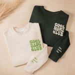 Personalized Embroidered Cool Moms Dads 100% Cotton Unisex Sweatshirt with Kid Names Mother's Day Father's Day Baby Announcement Gift for Parents
