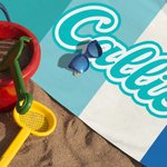Personalized Four-color Spliced Oversized Quick Dry Beach Towel with Name Birthday Beach Pool Party Gift for Kids Family