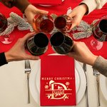 Personalisierte Initiale Serviette mit Schneeflocke Weihnachtsmütze Namen Merry Christmas Tischdeko Hauseinweihung Weihnachten Geschenk für Familie