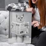 Personalizada Lectura Periódico Perro Gato Foto Lienzo Póster Enmarcado Pintura sin marco Decoración de Pared Cumpleaños Memorial Regalo para los dueños de mascotas