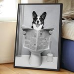Personalizada Lectura Periódico Perro Gato Foto Lienzo Póster Enmarcado Pintura sin marco Decoración de Pared Cumpleaños Memorial Regalo para los dueños de mascotas
