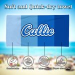 Personalized Four-color Spliced Oversized Quick Dry Beach Towel with Name Birthday Beach Pool Party Gift for Kids Family