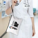 Personalized Cartoon Medical Character Linen Wristlet Makeup Bag with Name and Occupation Birthday Gift for Nurse Doctor Medical Staff