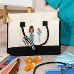 Personalizada Nacimiento Flor Lazo Médico Caricatura Personaje Nombre Grande Bolsa de Lona Cumpleaños Enfermera Semana Regalo para Personal Médico