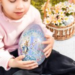 Personalized Happy Easter Bunny Flowers Initial Easter Egg with Name Basket Filler Easter Party Gift for Kids