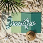 Personalized Four-color Spliced Oversized Quick Dry Beach Towel with Name Birthday Beach Pool Party Gift for Kids Family