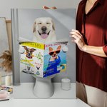 Personalizada Lectura Periódico Perro Gato Foto Lienzo Póster Enmarcado Pintura sin marco Decoración de Pared Cumpleaños Memorial Regalo para los dueños de mascotas