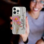 Personalisierte Vintage Geburt Blume Slim Phone Case für iPhone mit Namen elektronisches Zubehör Geburtstag Geschenk für Frauen