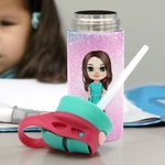 Gepersonaliseerde Fantasie Cartoon Character Name 12oz Kid geïsoleerde waterfles met handvat en rietje Verjaardagscadeau voor jongens meisjes