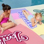 Personalized Four-color Spliced Oversized Quick Dry Beach Towel with Name Birthday Beach Pool Party Gift for Kids Family