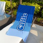 Personalized Four-color Spliced Oversized Quick Dry Beach Towel with Name Birthday Beach Pool Party Gift for Kids Family