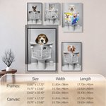 Personalizada Lectura Periódico Perro Gato Foto Lienzo Póster Enmarcado Pintura sin marco Decoración de Pared Cumpleaños Memorial Regalo para los dueños de mascotas