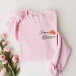 Personalised Birth Flower T-Shirt Sweatshirt Hoodie with Name Mother's Day Appreciation Birthday Gift for Moms Grandmas Women