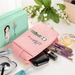 Personalisierte Bogen Stethoskop Geburt Blume PU Leder Kosmetiktasche mit Namen Geburtstag Anerkennung Krankenschwester Woche Geschenk für medizinisches Personal