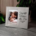 Personalised First Mother's Day Leather Photo Frame with Text and Folding Stand Memorial Keepsake Mother's Day Gift for Her