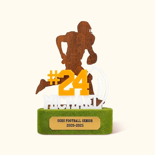 Placca commemorativa personalizzata del giocatore di calcio con nome e numero Decorazione per la casa Regalo di laurea per l'amante del giocatore di calcio