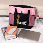 Personalised Teacher Cartoon Character Name Large Tote Bag with Mesh Pocket Back to School Appreciation Gift for Teacher