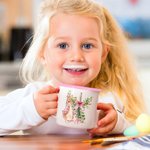 Personalisierte niedlichen Peter Rabbit Bogen Kreuz 12oz farbigen Rand Edelstahl-Emaille-Becher mit Namen Ostern zurück zu Schule Geburtstag Geschenk für Kinder