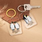 Personalized Penguin Mate Acrylic Key Chain with Name Birthday Anniversary Gift for Couple