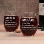Personalizado Seester Definición 12oz Stemless Copa de Vino con Nombre Cumpleaños Treat Inicio Bar Housewarming Regalo para Hermanas Amigos