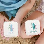 Personalizado piedra de nacimiento joyero cuadrado con nombre de viaje Esenciales Cumpleaños Boda Regalo para Niñas Mujeres