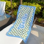 Personalisierte schnell trocknende Mikrofaser Schachbrett Gänseblümchen Strandtuch mit Namen Sommer Reise Wesentliche Geschenk für Kinder