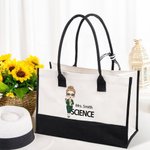 Personalisierte Cartoon-Charakter Canvas große Tragetasche mit Namen und Thema Büro Lehrer Tag zurück zu Schule Geschenk für Lehrer