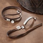 Personalised Western Horse-themed Double Wrap Leather Bracelet with Name Disc Equestrian Birthday Gift for Horse Lover Owner