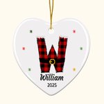 Personalizado lindo corazón de Navidad ornamento de cerámica con la inicial y el nombre del árbol de Navidad colgante de decoración para la familia Kid