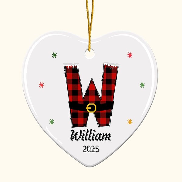 Personalizado lindo corazón de Navidad ornamento de cerámica con la inicial y el nombre del árbol de Navidad colgante de decoración para la familia Kid