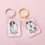 Personalized Penguin Mate Acrylic Key Chain with Name Birthday Anniversary Gift for Couple